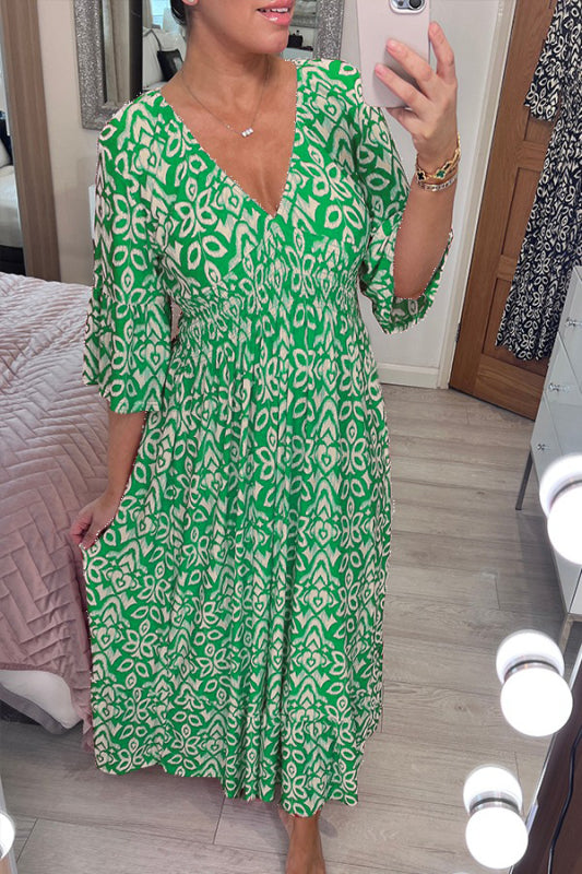 🔥Hot Sale - 48% OFF🔥Bohemian Casual Print V-neck Long Dress( Free Shipping)