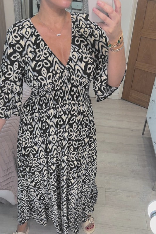 🔥Hot Sale - 48% OFF🔥Bohemian Casual Print V-neck Long Dress( Free Shipping)