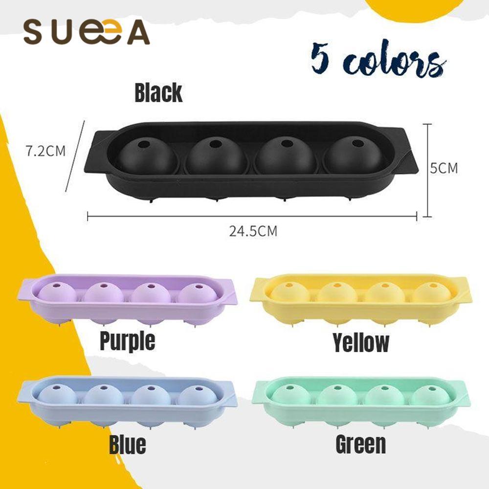 Sueea Silicone 4-Ball Ice Ball Maker Mold Ice Cube Mold