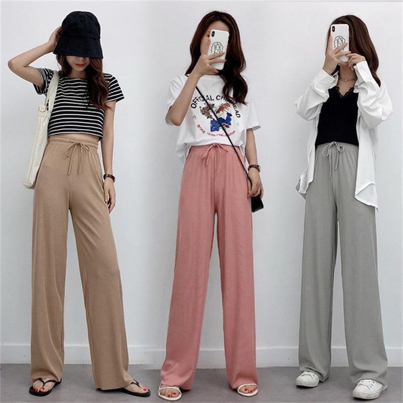 Ice Silk Wide Leg Pants Women