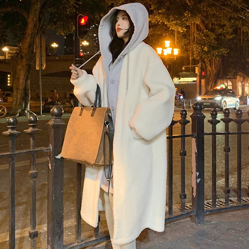 🥳 2-Layered Faux Lambswool Hooded Coat Jacket(Great Sale⛄)