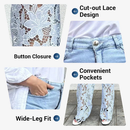 🌸🔥 Lace Spliced Jeans
