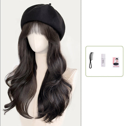 Versatile Beret Wig Set with Long Curly Hair（Great Sale⛄BUY 2 Get 10% OFF + Freeshipping）