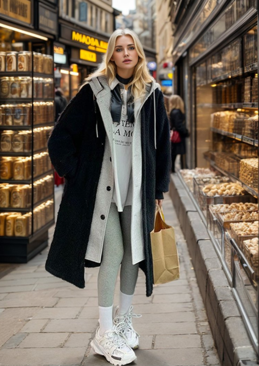 🥳 2-Layered Faux Lambswool Hooded Coat Jacket(Great Sale⛄)