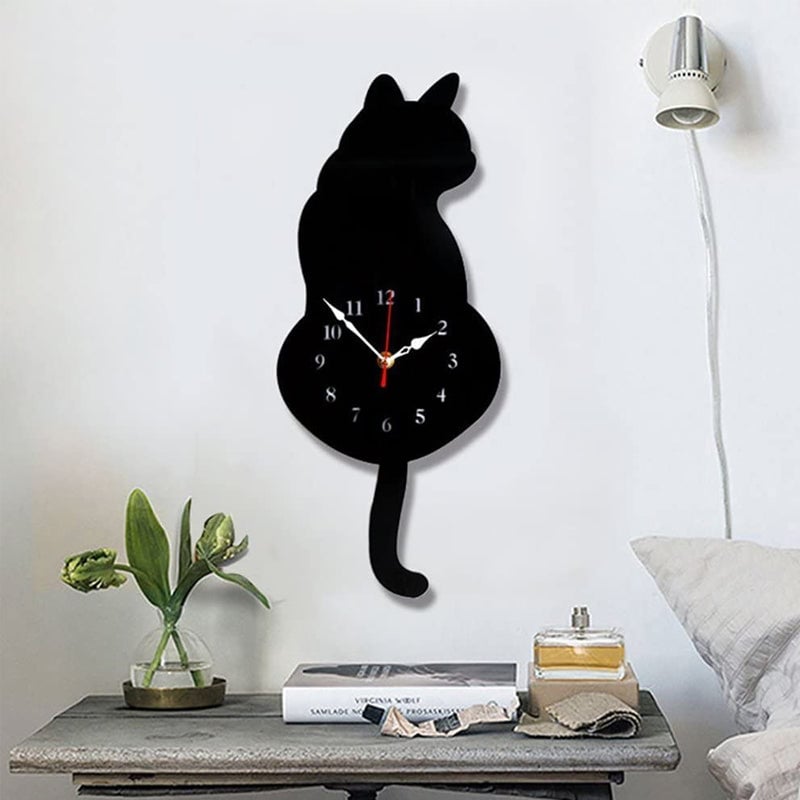 💖Nordic Cat Wagging Tail Wall Clock