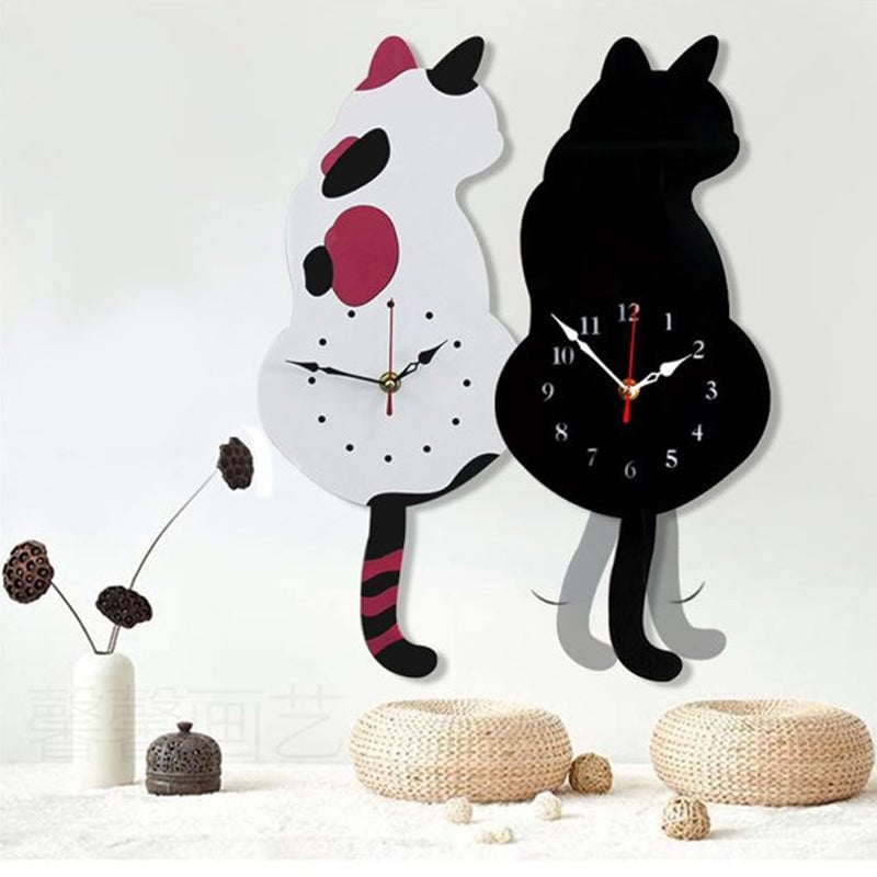💖Nordic Cat Wagging Tail Wall Clock