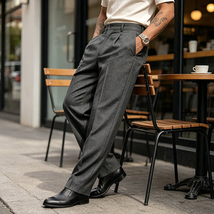 🥳Men's Casual Wide-Leg Pants – Breezy pleated front, easy pull-on style👖