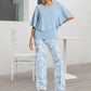 💖Women’s Printed Pants and Crew Neck Top Set