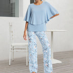 💖Women’s Printed Pants and Crew Neck Top Set