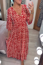 🔥Hot Sale - 48% OFF🔥Bohemian Casual Print V-neck Long Dress( Free Shipping)