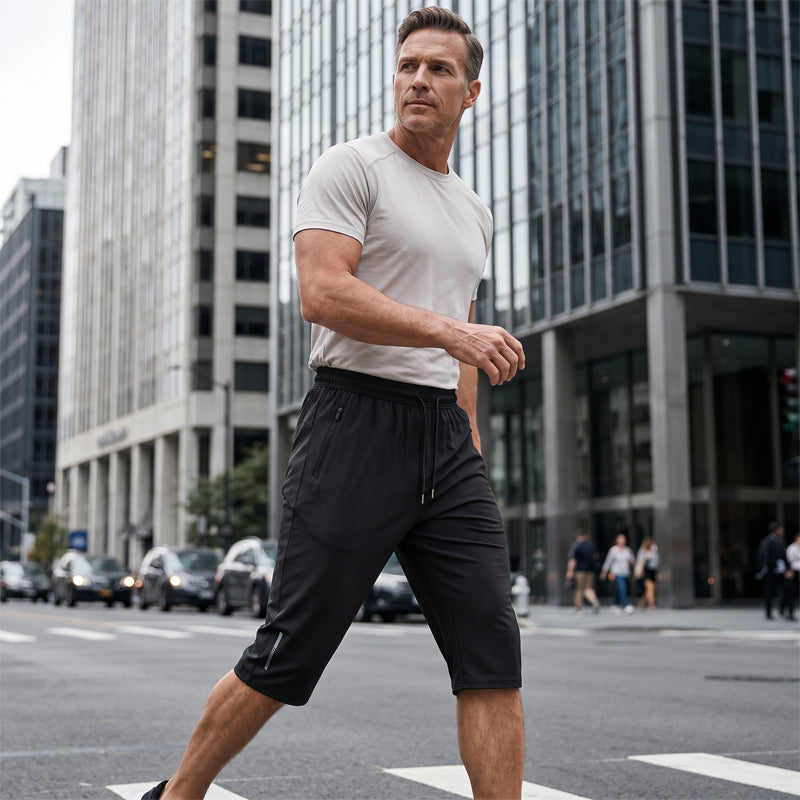 Men's Quick-drying Sports Capri Pants With Zipper Pockets 🩳💨