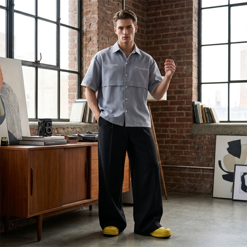 👖 Men's Minimalist Wide-Leg Pants – Structured Seams & Premium Fabric – Bold Silhouette & Versatile Style 🚶‍♂️