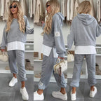 🔥Women's Hooded Patchwork Casual Sweatshirt Suit
