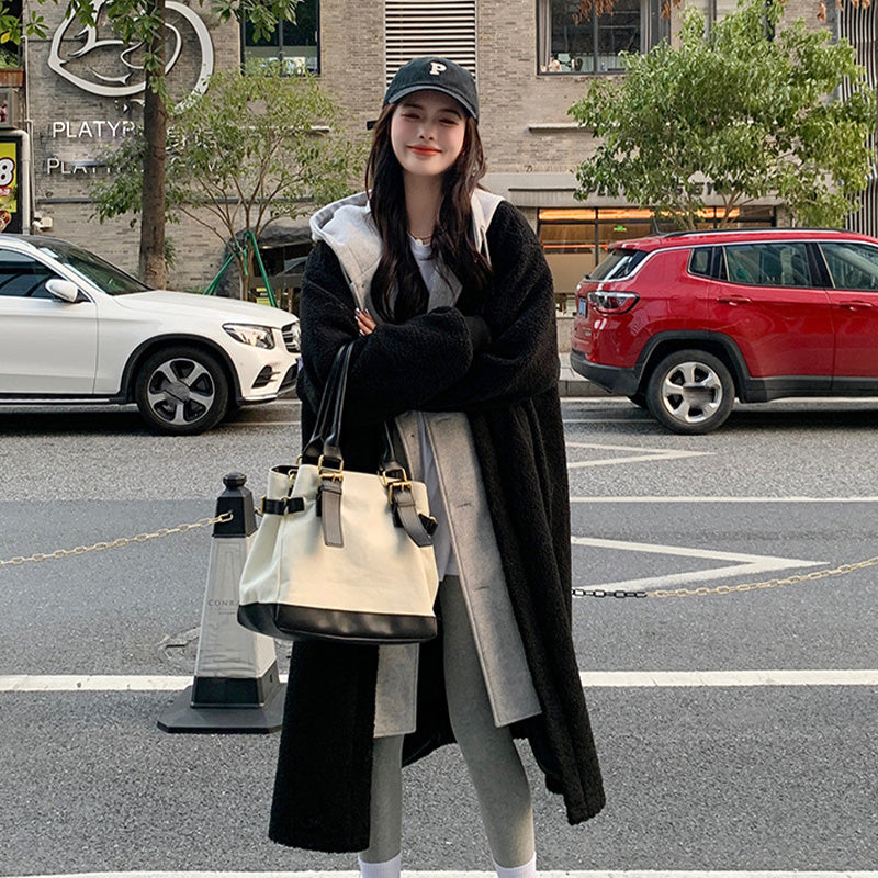 🥳 2-Layered Faux Lambswool Hooded Coat Jacket(Great Sale⛄)