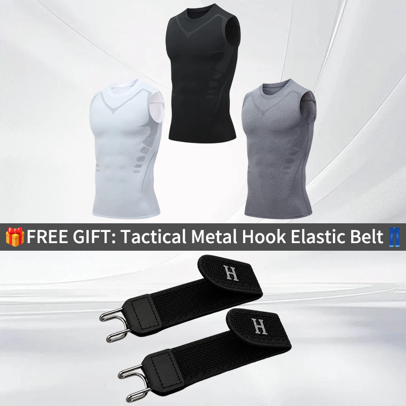 Ionic Shaping Vest – Cooling compression, smooths belly & love handles. Invisible under shirts. Feel confident again! 💪✨