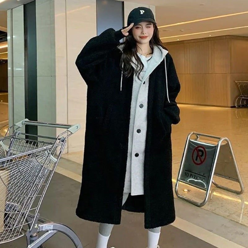 🥳 2-Layered Faux Lambswool Hooded Coat Jacket(Great Sale⛄)