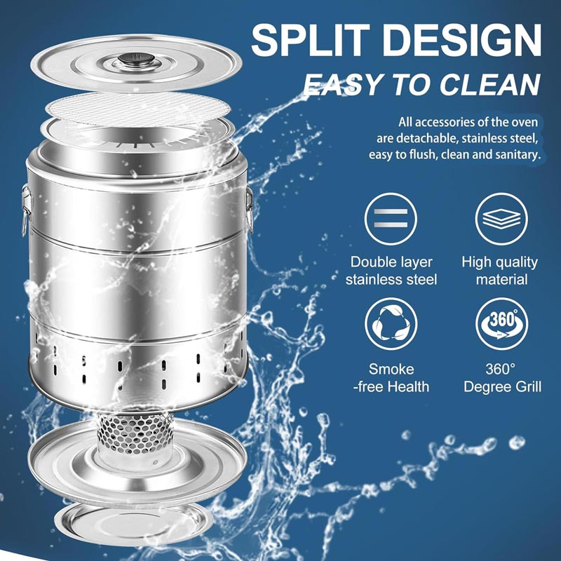 💥Smokeless steel grill bucket with aerospace grade material