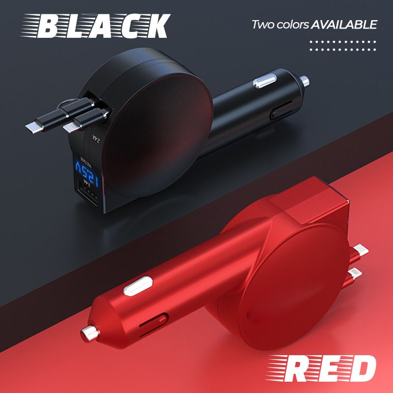 3-in-1 Retractable Fast Charging Car Adapter