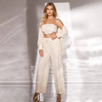 ✨Sequin Blazer And Wide Trousers For Women (3-piece Set)