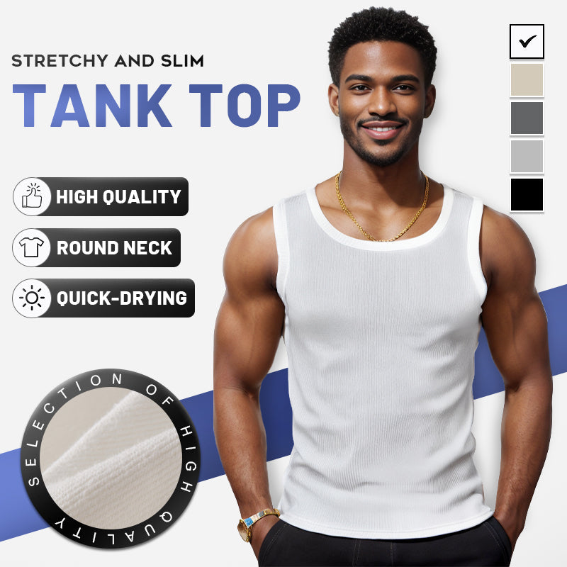 🎉🛍️Men's Summer Essentials🎽Round Neck Quick-Drying Stretchy Slim Tank Top
