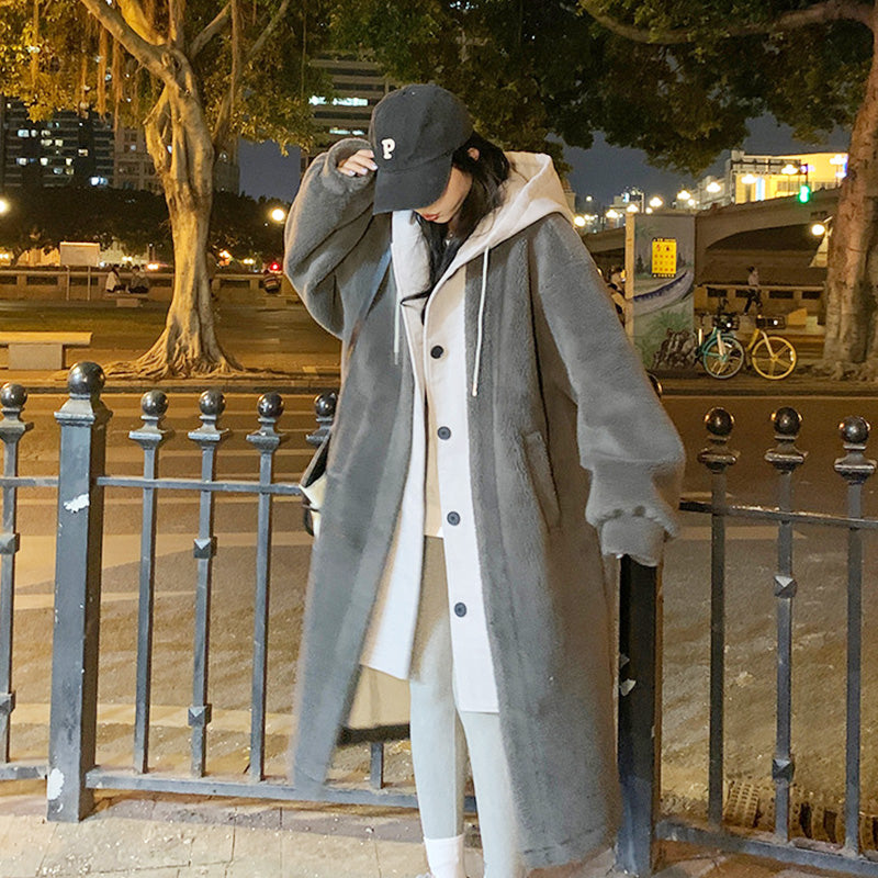 🥳 2-Layered Faux Lambswool Hooded Coat Jacket(Great Sale⛄)
