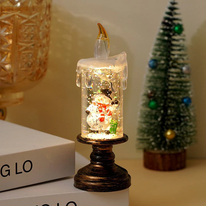 Battery Operated Lighted Christmas Snow Globe Candle