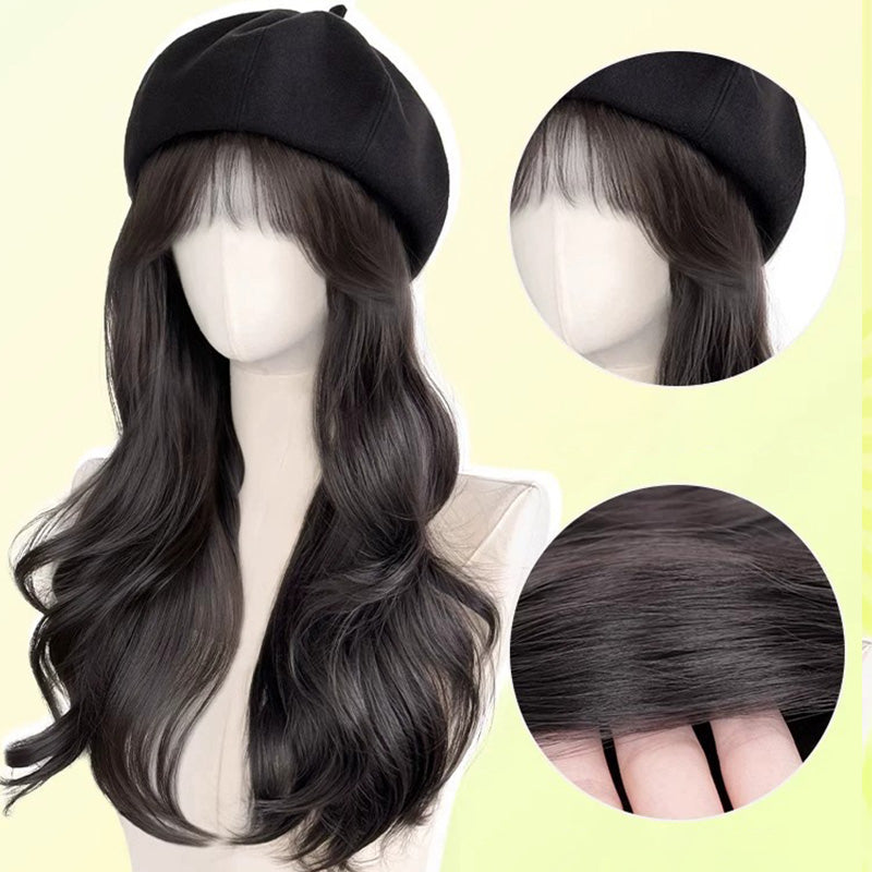 Versatile Beret Wig Set with Long Curly Hair（Great Sale⛄BUY 2 Get 10% OFF + Freeshipping）