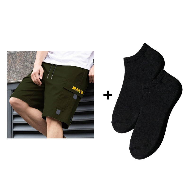 🩳 Men's Cargo Shorts with Drawstring – Easy pull-on, multi-pockets. Lightweight & comfy. Perfect for walks or gardening.