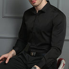 Men's Solid Long Sleeve Wrinkle-Free Formal Casual Shirt（50% OFF）