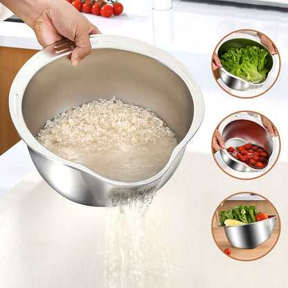 Multi-functional Cutting and Draining SUS 304 Bowl