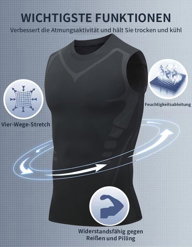 Ionic Shaping Vest – Cooling compression, smooths belly & love handles. Invisible under shirts. Feel confident again! 💪✨