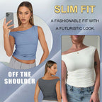 Women’s Versatile Solid Color Off-Shoulder Tank Top
