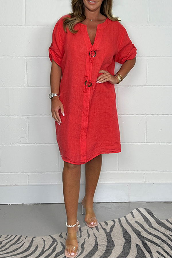 Plus Size Button Up Tunic Dress
