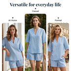 Women's Casual V-Neck Two-Piece Short Set