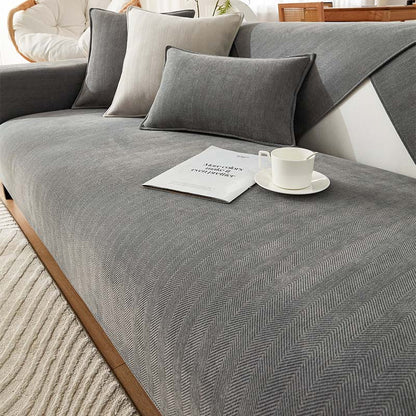 🔥Herringbone Chenille Fabric Furniture Protector Sofa Cover
