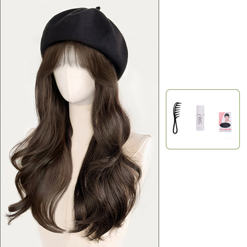 Versatile Beret Wig Set with Long Curly Hair（Great Sale⛄BUY 2 Get 10% OFF + Freeshipping）