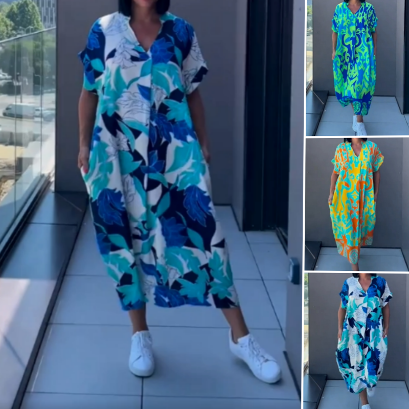 👗Women's Casual Elegant Printed V-Neck Dress