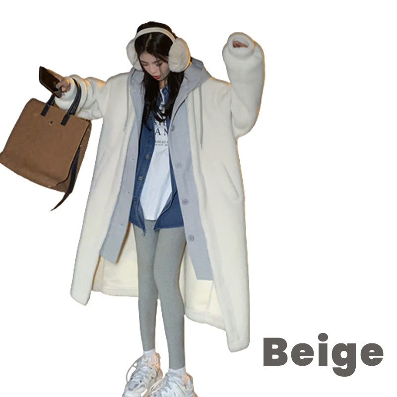 🥳 2-Layered Faux Lambswool Hooded Coat Jacket(Great Sale⛄)