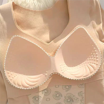 🥳2023 Brand New Fabric Women's Built-in Bra Thermal Underwear