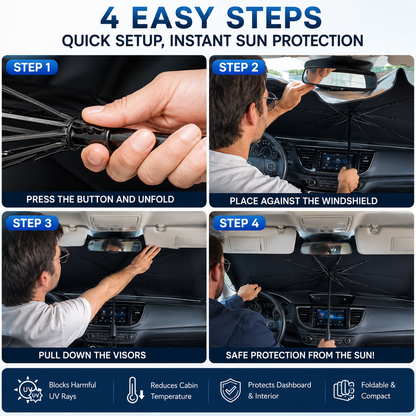 🔥Upgraded Car Windshield Sun Shade Umbrella