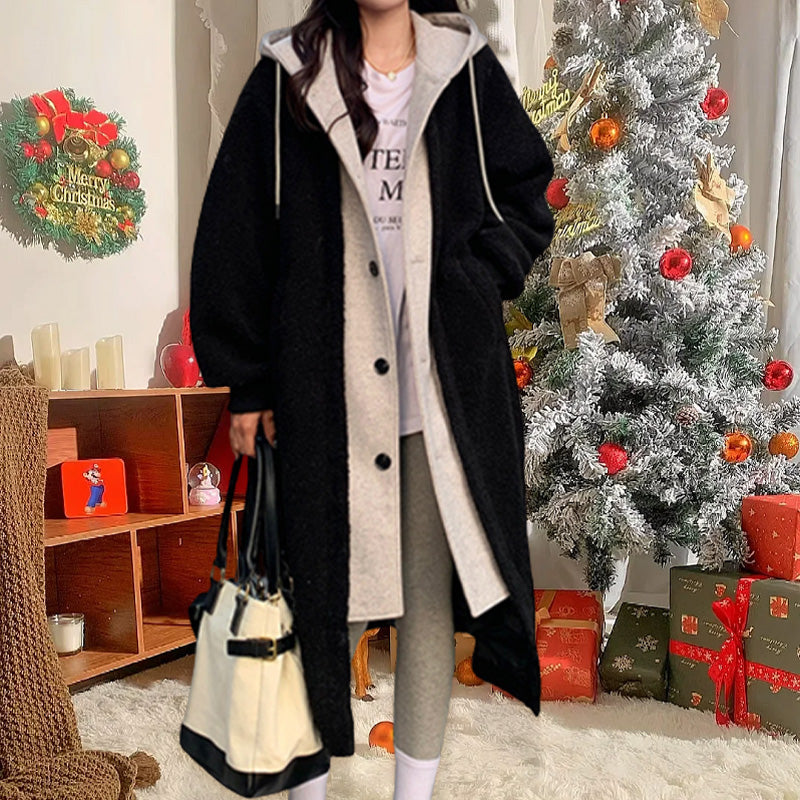 🥳 2-Layered Faux Lambswool Hooded Coat Jacket(Great Sale⛄)