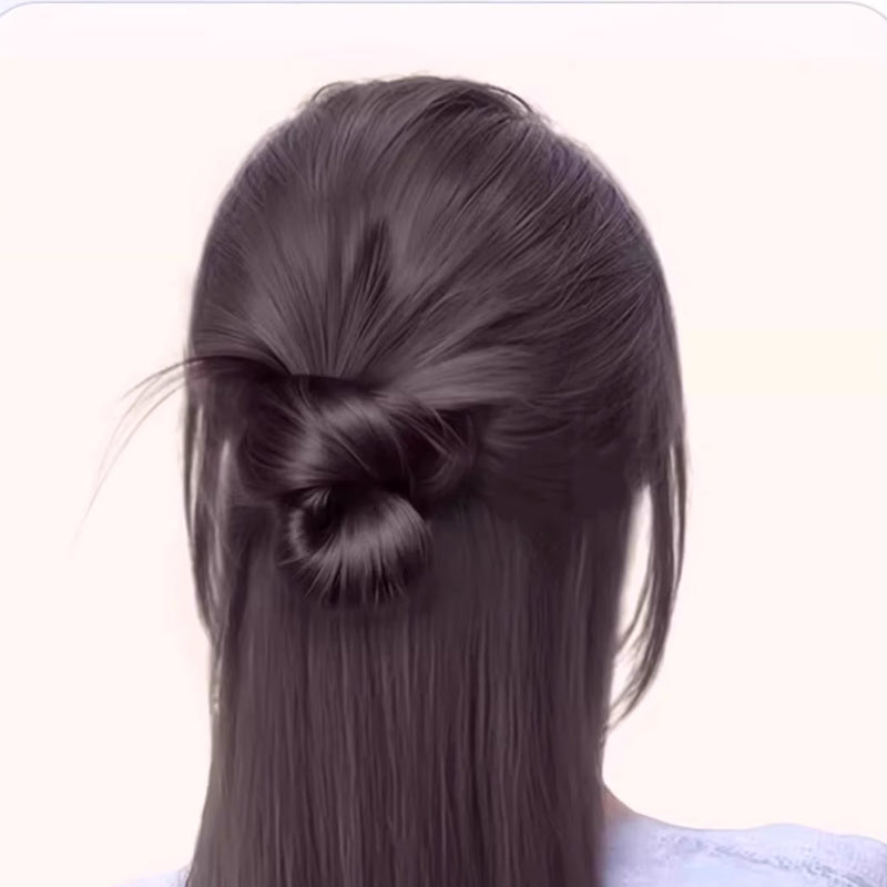 🎁 Clip-on Feathered Bun Wig