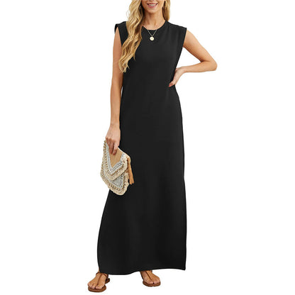 Women's Wrinkle-Free Casual Dress with Split Hem