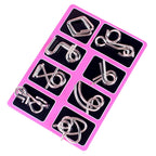 Metal Puzzle Ring Set (8-Piece) Blue Edition Brain Teaser Game