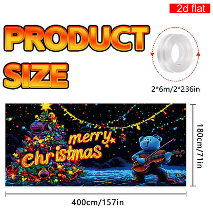 🎇🚪UV Activated Christmas Garage Door Cover Banner, Glows in Dark🔥🎉