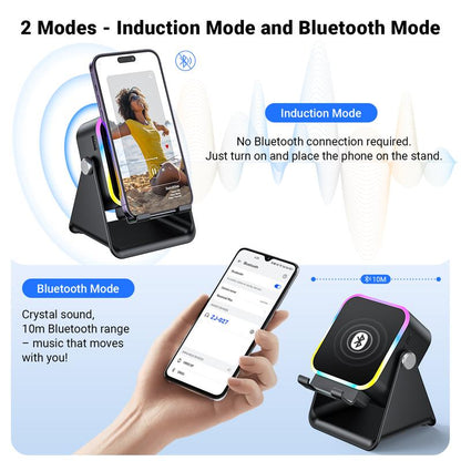 💎 5-IN-1 WIRELESS SPEAKER STAND! 💎 Induction Audio, Phone Holder & Ambient Light
