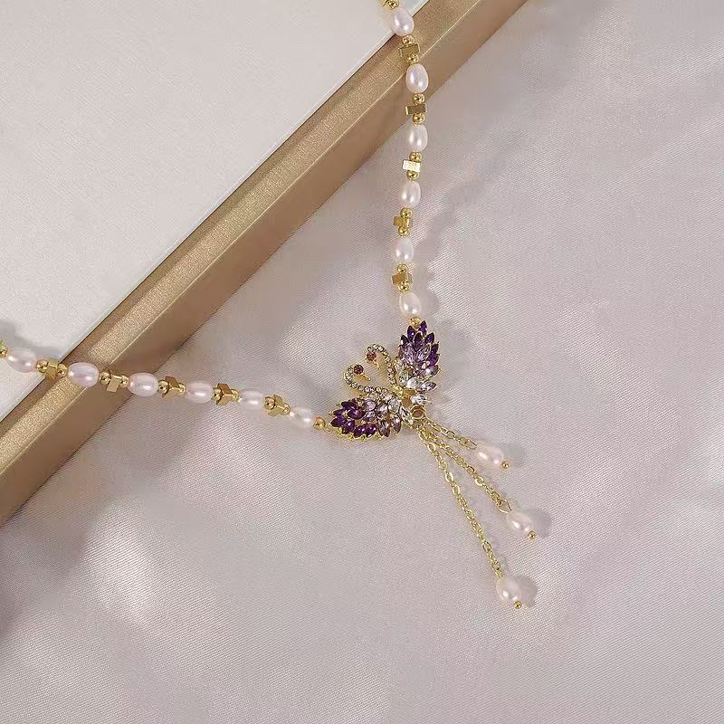 ⏳Time-Limited Special⏰Purple Double Swan Pendant Necklace – Fairy Elegance & Trendy