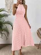 Women's Polka Dot Halter Neck Dress👗