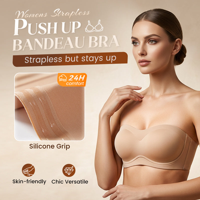 Strapless Push-Up Bra – 360° Non-slip, Wireless & Breathable. 🛡️✨