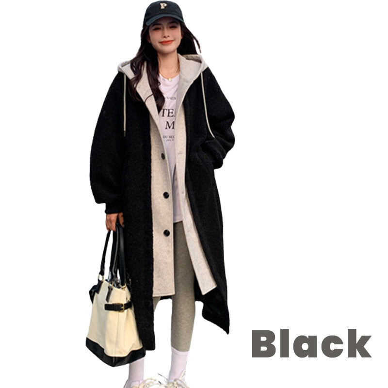 🥳 2-Layered Faux Lambswool Hooded Coat Jacket(Great Sale⛄)